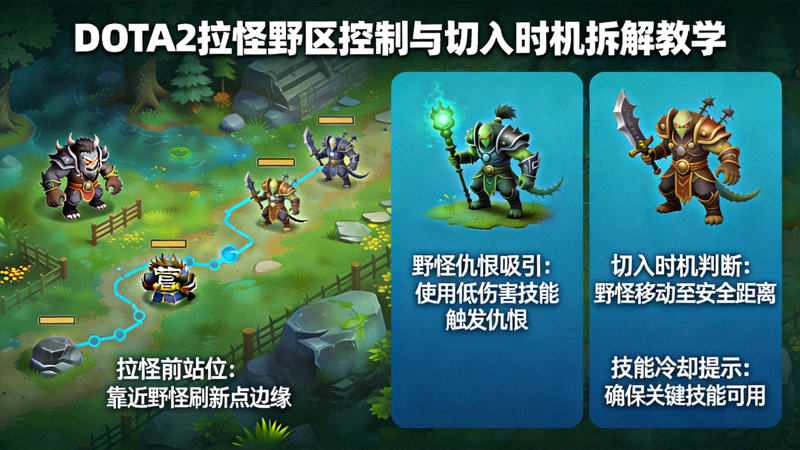 DOTA2 拉怪野区控制与切入时机拆解教学画面
